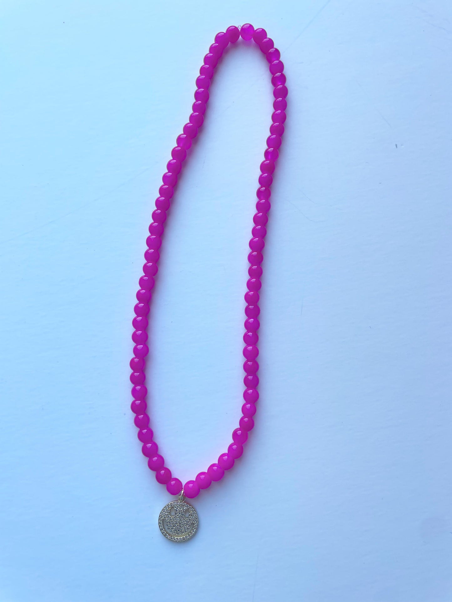 All Smiles Magenta Beaded Necklace