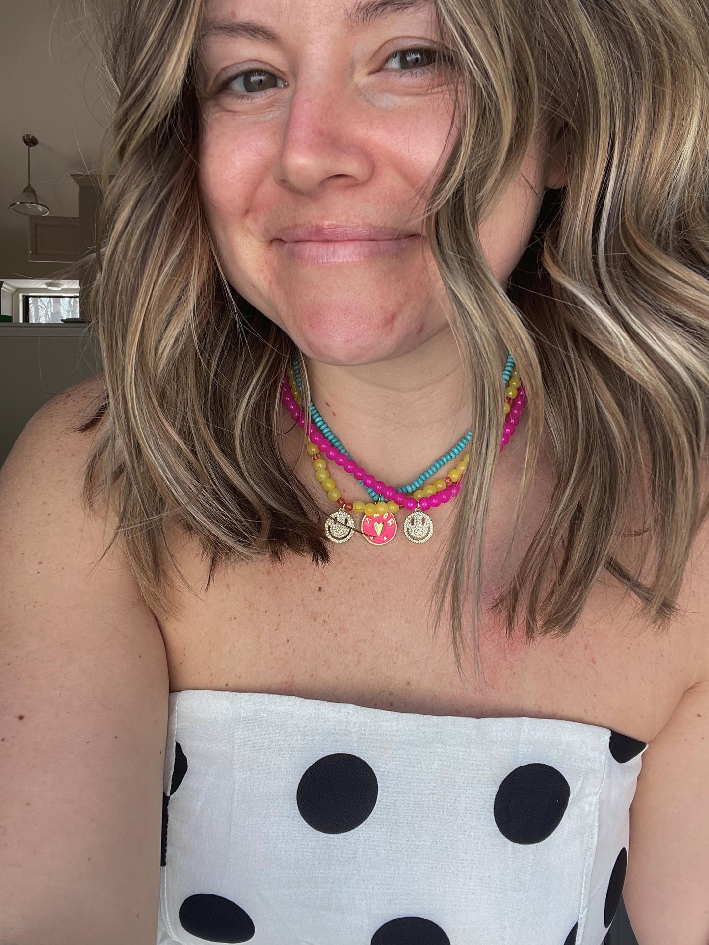 All Smiles Magenta Beaded Necklace