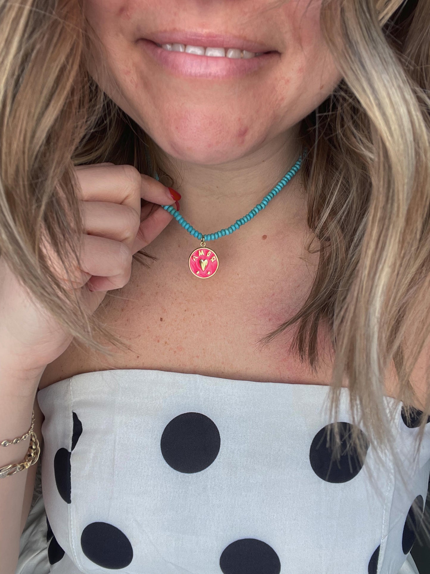 Pink Amor Beaded Necklace