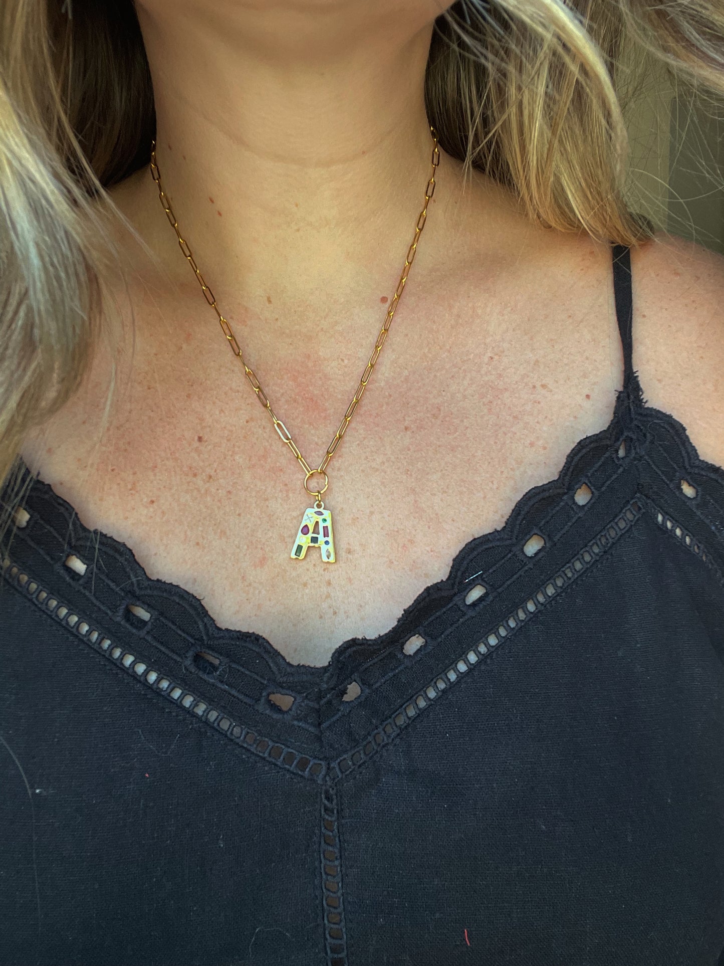 Gemstone Initial Necklace