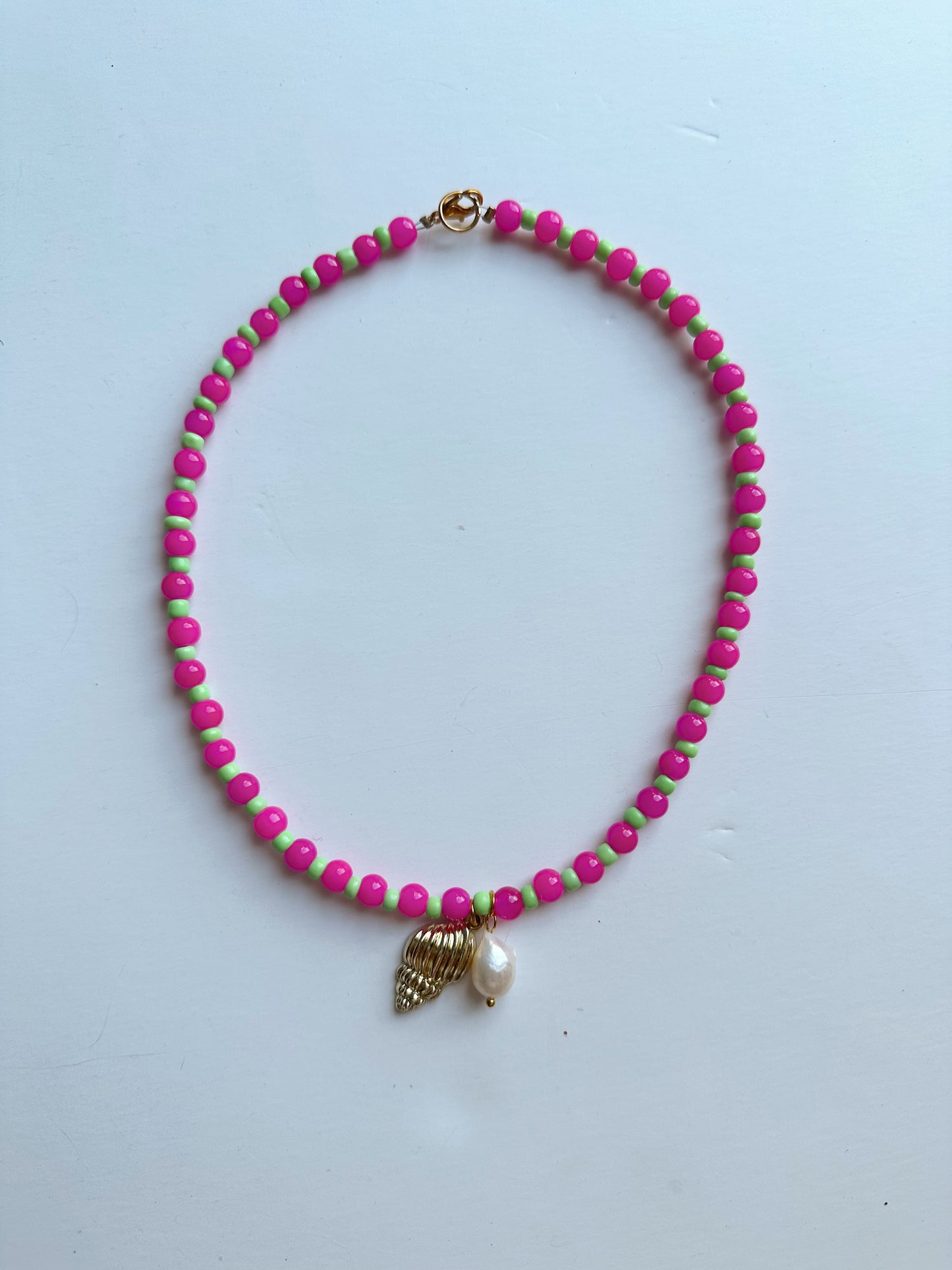 Pink & Green Shell Necklace