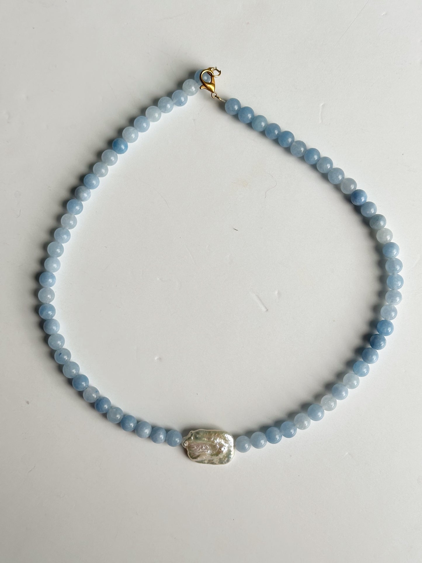 Baby Blue Pearl Beaded Necklace