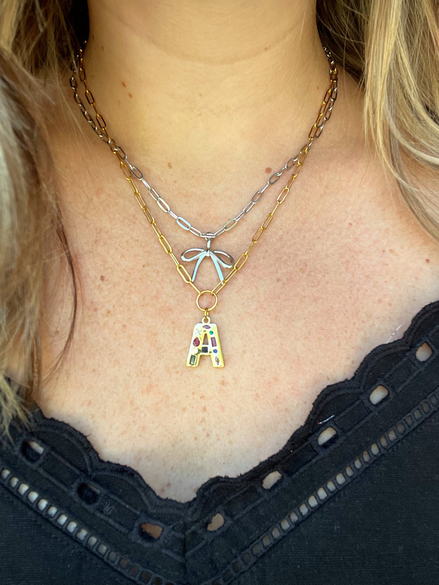 Gemstone Initial Necklace