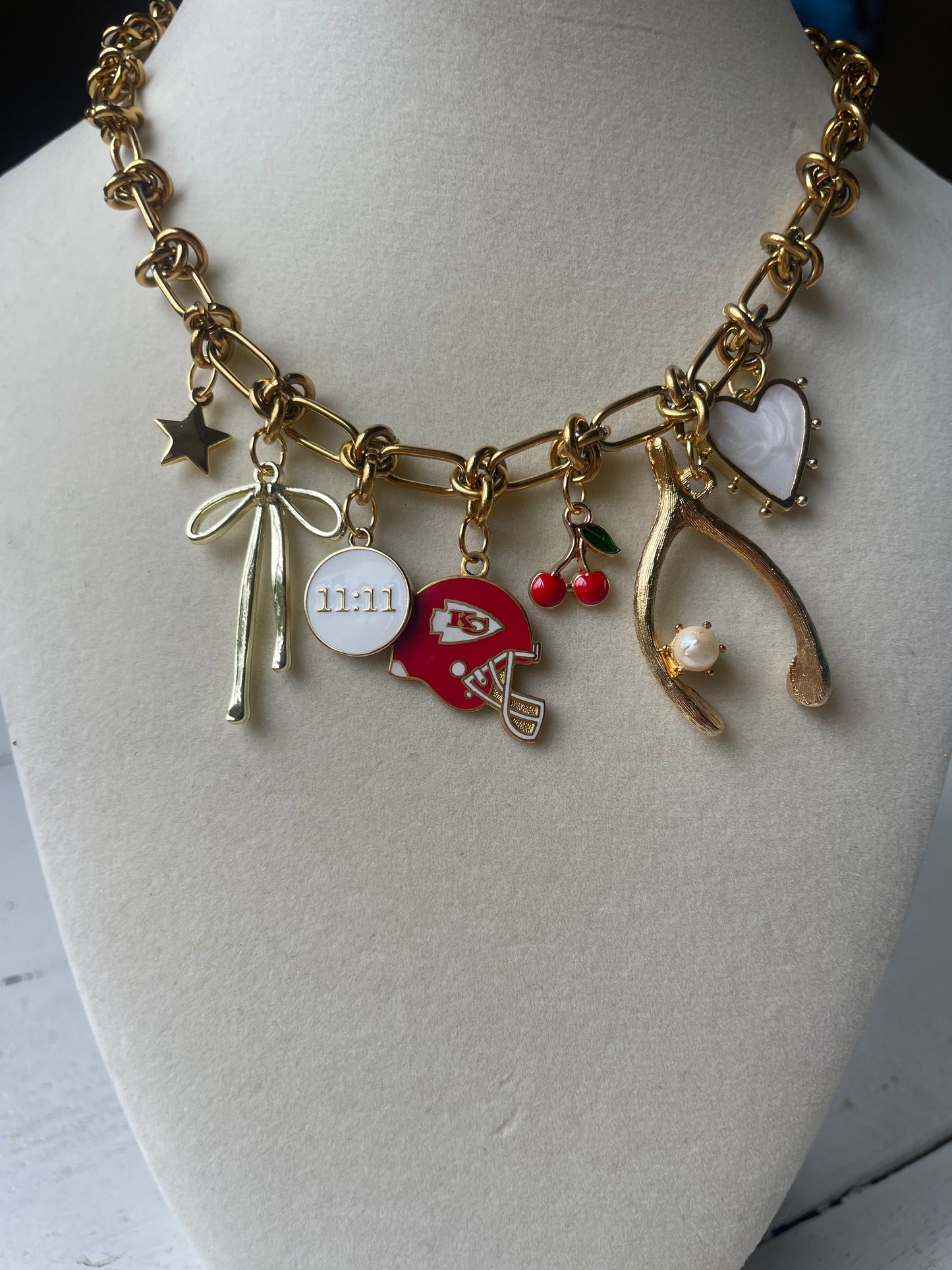 Wish Bone Vintage Chiefs Charm Necklace