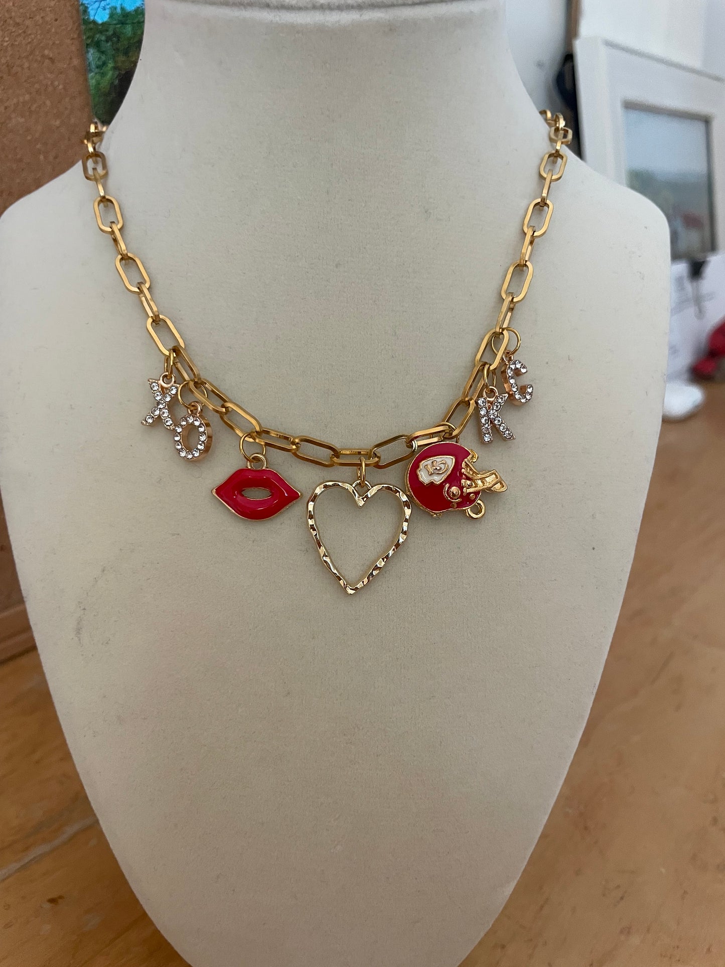 Kisses KC Vintage Chiefs Charm Necklace