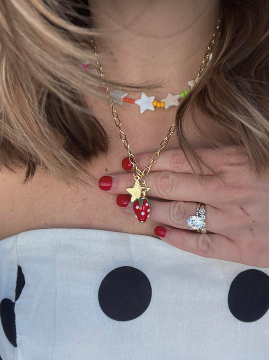 Strawberry Power Charm Necklace
