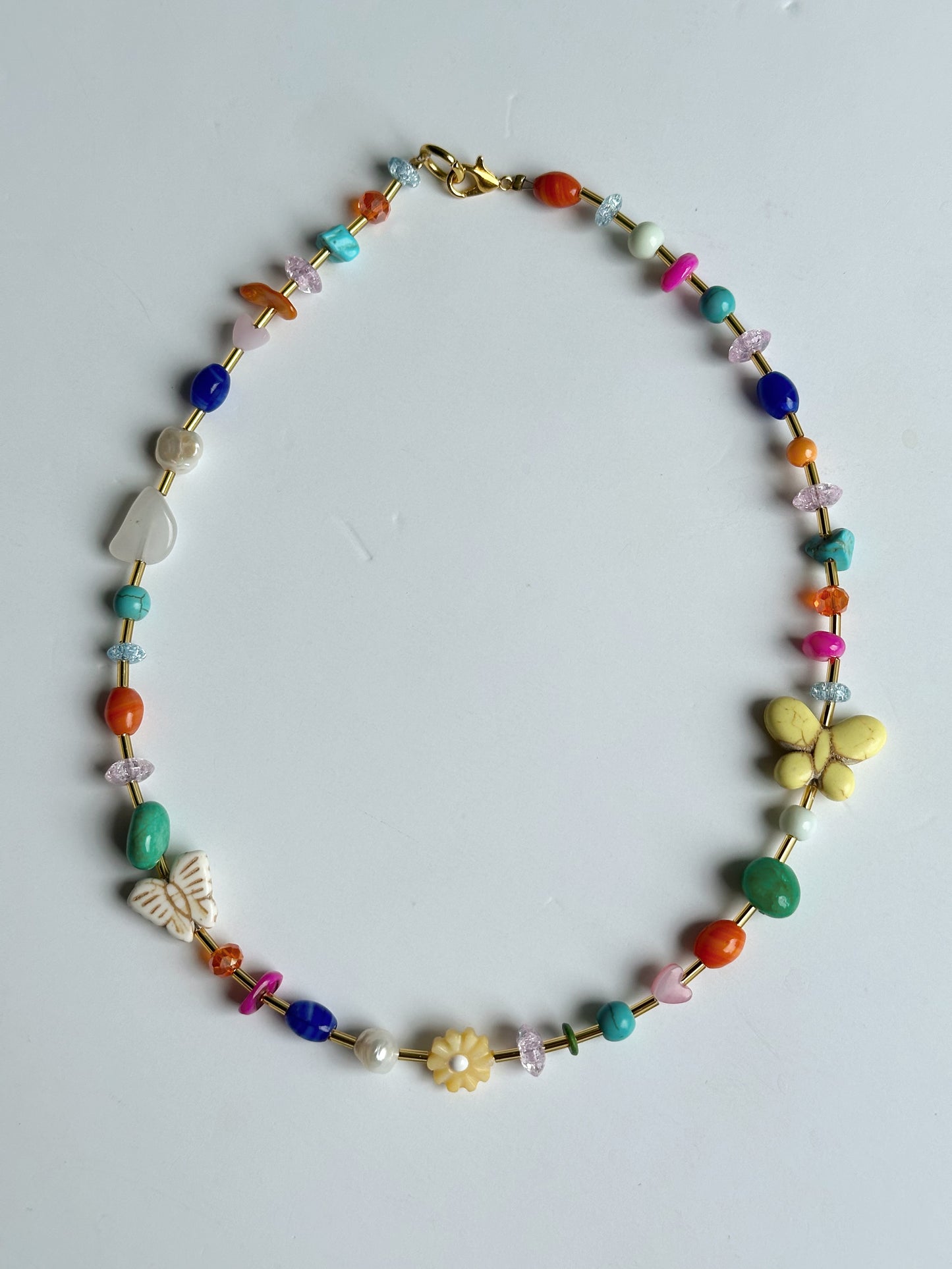 Golden Rainbow Beaded Necklace