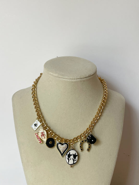 Black & White Vintage KC Charm Necklace