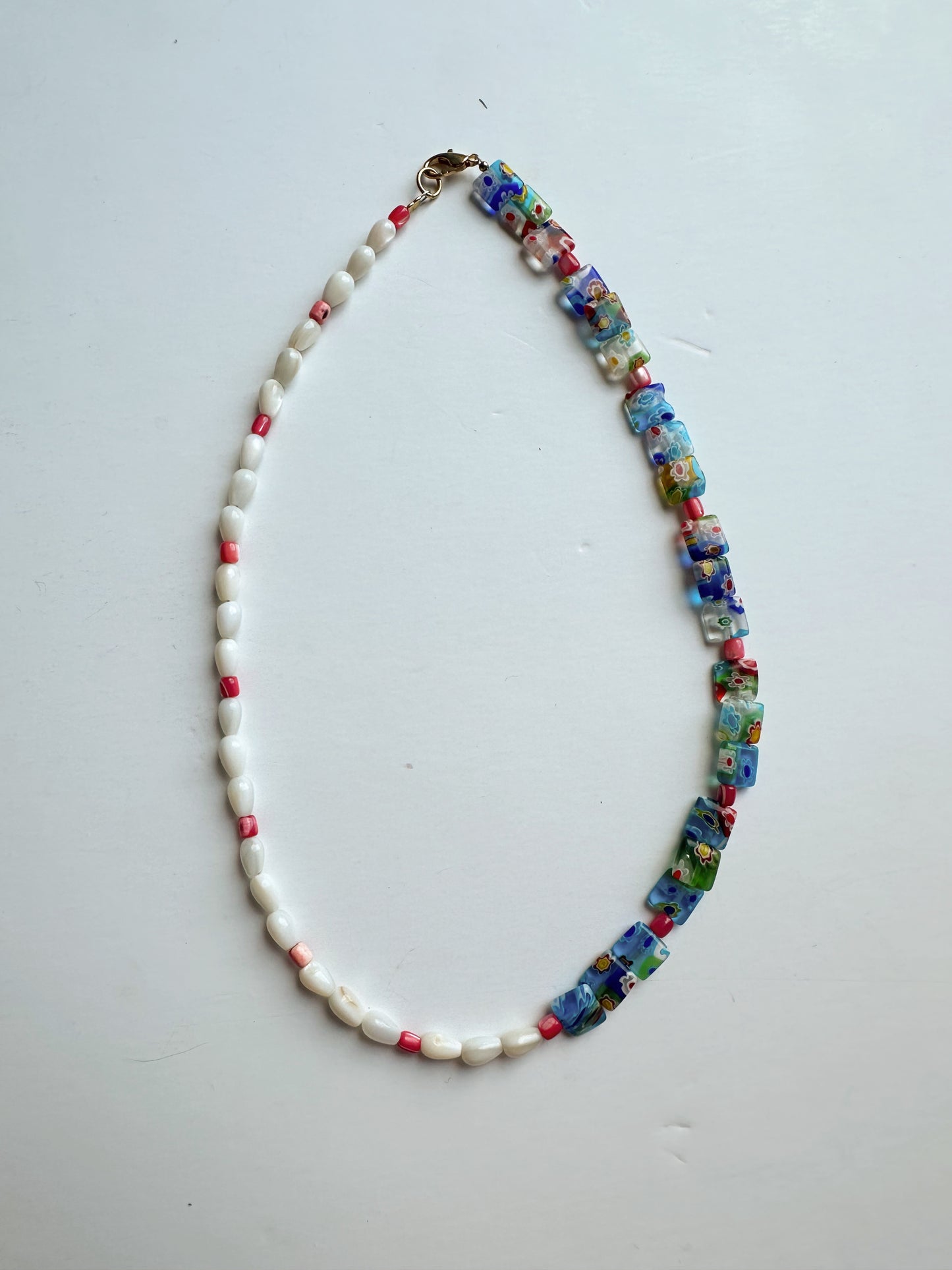 1/2 & 1/2 Beaded Tile Necklace