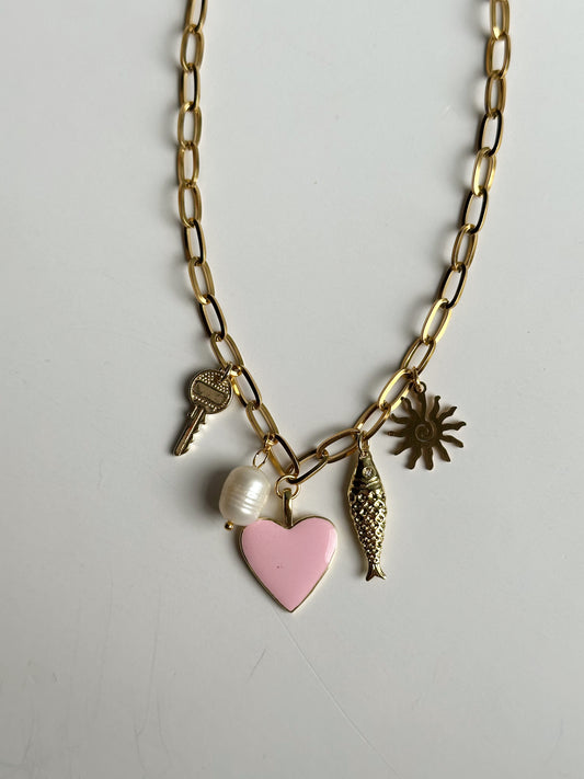 Pearl Fish Charm Necklace